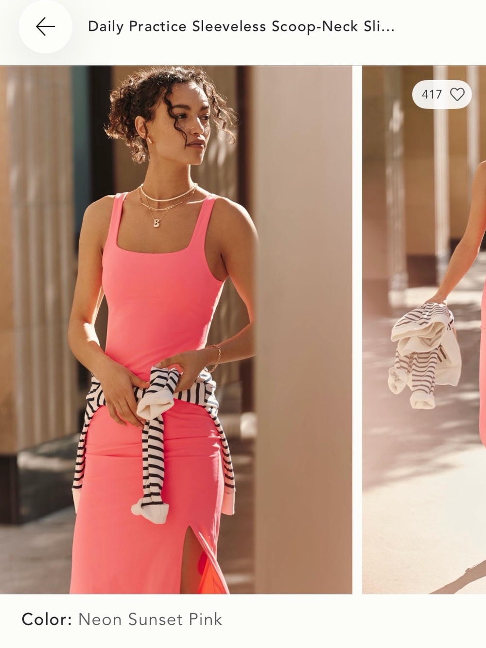 Daily Practice - Anthropologie - Neon Sunset Pink Sleeveless Scoop-Neck Dress